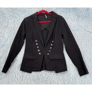 Free people Washed Black Blazer Jacket Casual Office Career Minimalist Style